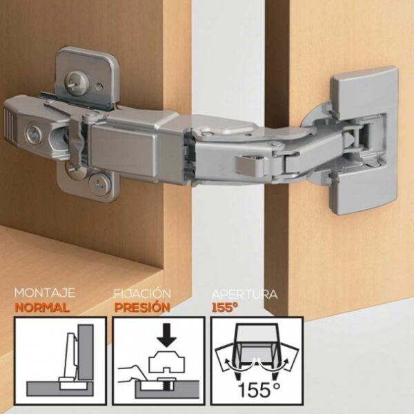 Charnière Blum 155° Ø35 mm – Pour porte pliante ou meuble angle large| Lot de 6 Pièces