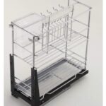 Porte-bouteilles 30 CM Chromé – Coulisse à fermeture douce – Fixation bas avec guide