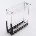 Porte-bouteilles 20 CM Chromé – Coulisse à fermeture douce – Fixation bas avec guide – Image 3