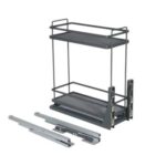 Porte-bouteilles 25 CM Plateau – Fixation bas – Coulisse Tandem à fermeture douce