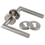 Poignée de Porte béquille Moderne en Inox avec Rosace Rond - Béquille