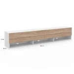 Meuble TV Suspendu 180 cm MDF avec Niches Ouvertes & Portes – Blanc & Chêne – Image 2