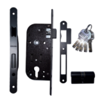 Serrure avec cylindre (cano) | finition Noir Mat | bout Rond