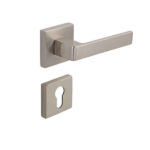 Poignée Rosace Carrée - Finition Satin Nickel (Aspect Inox)
