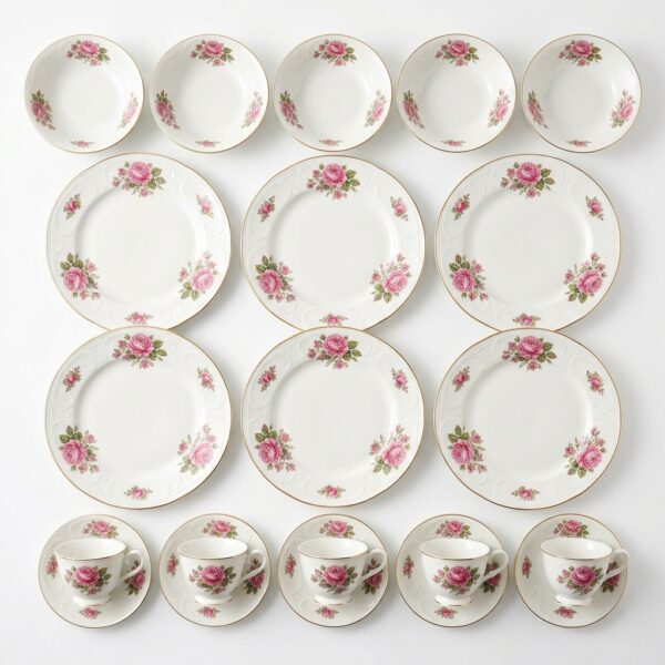 Service de Table Porcelaine Florale Vintage – Ensemble Complet 18 Pièces