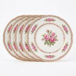 Lot de 6 Assiettes Plates Porcelaine Florale Rose – Style Vintage
